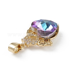 Véritable 18k plaqué or placage en laiton micro pave clair pendentifs en zircone cubique&nbsp;KK-C015-30G-12