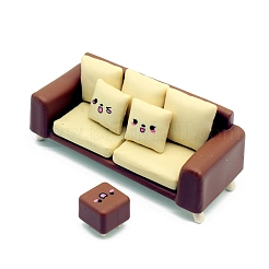プラスチックソファとスツールのミニモデル  マイクロランドスケープドールハウスアクセサリー  小道具の装飾のふりをする  シエナ  120x48x46mm&nbsp;PW-WG76B30-01