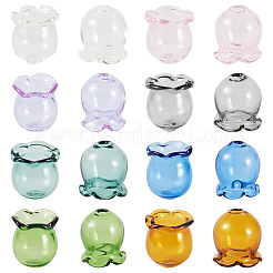 16 шт. двухцветные стеклянные бусины для изготовления колокольчиков&nbsp;GLAA-BY0001-04