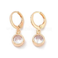 Серьги с застежкой-защелкой из латуни с прозрачным фианитом и прозрачным фианитом EJEW-K300-05G