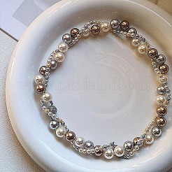 Ожерелья из круглых бусин из стекла и искусственного жемчуга FS-WG8CA37-01