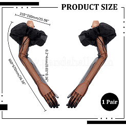 1 пара длинных кружевных перчаток из полиэстера для свадебного торжества невесты&nbsp;AJEW-ME0001-79A