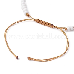 Браслеты из плетеных бусин Corss из синтетической бирюзы и натуральных ракушек каури&nbsp;BJEW-JB10357-02