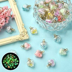 50шт 5 цвета светятся в темноте светящиеся стеклянные подвески GLAA-YW0001-94