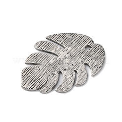 304ステンレスペンダント  テクスチャ  葉のチャーム  アンティークシルバー  30.5x25x1mm  穴：1.6mm&nbsp;STAS-L280-02AS-04