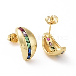 Разноцветные серьги-гвоздики в виде капелек из кубического циркония&nbsp;EJEW-C008-29G