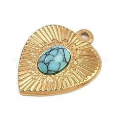 Подвески из синтетической бирюзы из нержавеющей стали 304 STAS-K311-02G