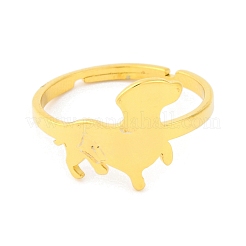 201ステンレススチール製調節可能な女性用リング  動物  犬  12.5mm  内径：18mm&nbsp;RJEW-D082-04H