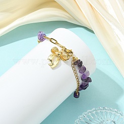 Armbänder aus natürlichen Amethyst-Splitterperlen&nbsp;BJEW-JB14187-01