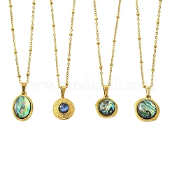 Collana con ciondolo a catena satellitare in acciaio inossidabile 304 con conchiglia di paua naturale&nbsp;NJEW-JN06446-01