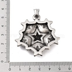 レトロな304ステンレススチールペンダント  星のチャーム  アンティークシルバー  50.5x44x6mm  穴：5.5x8mm&nbsp;STAS-I205-37AS-C
