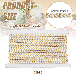 Плоский шнур из полиэстера с металлической оплеткой длиной 10 ярд. OCOR-WH0090-054