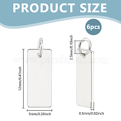 6 шт. 925 прямоугольные подвески из стерлингового серебра с тиснением и соединительными кольцами FIND-PH0023-56