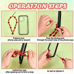 Ремешки для мобильных телефонов с кошачьим глазом и акриловыми бусинами HJEW-SW00137-02