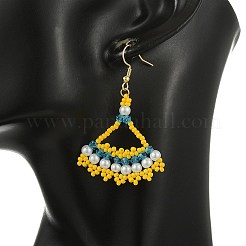 Orecchini pendenti intrecciati in vetro di vetro&nbsp;EJEW-MZ00794