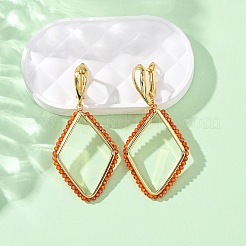 Серьги-кольца из латуни с кубическим цирконием и ромбами EJEW-L303-02G