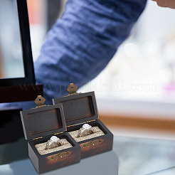 Прямоугольные старинные деревянные ящики для хранения колец&nbsp;CON-WH0087-85A