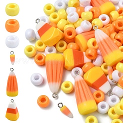 Наборы для самостоятельного изготовления подвесок в виде бочкообразных пластиковых бусин и кукурузы из смолы&nbsp;DIY-YW0011-81