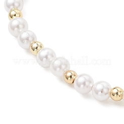 Браслеты-слайдеры из перламутра и круглых бусин из латуни.&nbsp;BJEW-JB13324-01