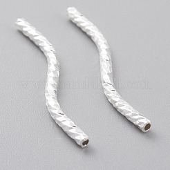 真鍮製チューブビーズ  長持ちメッキ  カーブビーズ  925銀メッキ  25x1.5mm  穴：0.8mm&nbsp;KK-Y003-84C-S