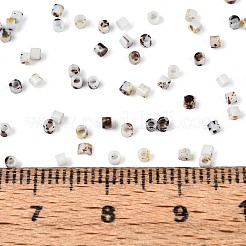 スプレー塗装されたピカソの円筒ガラスシードビーズ  古いレース  1x1.7mm  穴：0.9~1mm&nbsp;GLAA-T028-12A-09