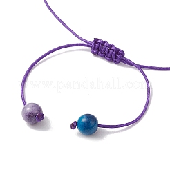 Pulseras trenzadas ajustables de cuentas sintéticas de jade blanco océano y turquesa.&nbsp;BJEW-JB11297-01