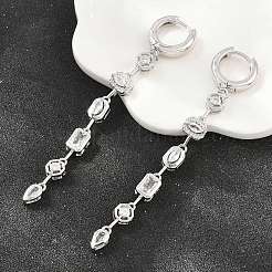 Boucles d'oreilles créoles pendantes en laiton serties de micro-pavés de zirconiums cubiques&nbsp;KK-CBA8324-09G