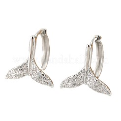 真鍮製クリアキュービックジルコニアフィッシュテールフープピアス  銀  15x14mm&nbsp;WGDD127-02
