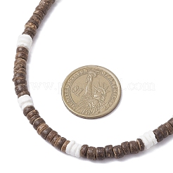 Colliers de perles heishi en coquillage blanc naturel et noix de coco pour femmes&nbsp;NJEW-JN05473-01