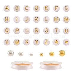 DIY-Sets zum Basteln von Stretcharmbändern mit Alphabet-Motiven&nbsp;DIY-CW0001-10