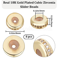 8 pz di perline scorrevoli in zirconia cubica di grado AAA in ottone micro pavé&nbsp;KK-BBC0008-86
