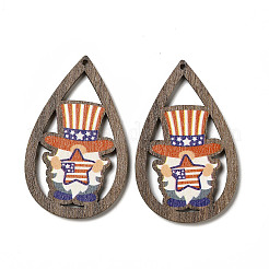 Односторонние подвески из осины с принтом на тему американского флага WOOD-G014-01F