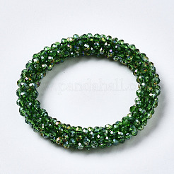 Bracelets extensibles en perles de verre transparentes à facettes&nbsp;LS-BJEW-S144-002C-07