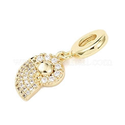 Подвески-шармы с изображением морских животных из латуни с микропаве из прозрачных кубических цирконий KK-B159-04G-03