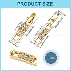 10 fermaglio per cinturino per orologio in ottone micro pavé con zirconi cubici trasparenti&nbsp;KK-PH0014-30G