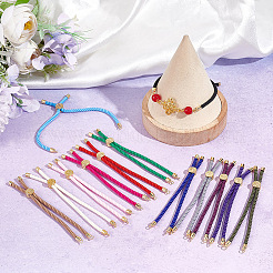 15шт 15-х цветные витые нейлоновые шнуры серебряные браслеты&nbsp;MAK-UN0001-57