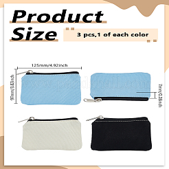 3 шт. 3-х цветные сменные кошельки из холщовой ткани на молнии&nbsp;ABAG-LP0001-89B