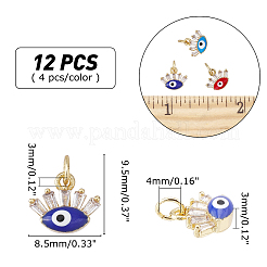 12 шт. 3 цвета латунные подвески с микропаве и кубическим цирконием&nbsp;ZIRC-AR0001-12