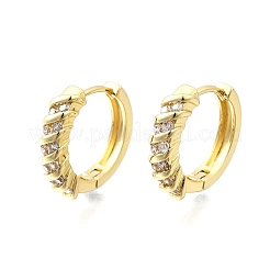 Латунные серьги-кольца из прозрачного кубического циркония EJEW-Z121-13G