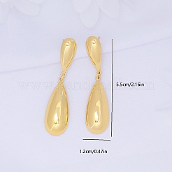 ステンレス製のスタッドのピアス  ゴールドカラー  ティアドロップ  55x12mm&nbsp;LS-TO6247-2