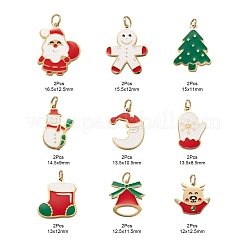 18 pieza de 9 estilos de dijes de esmalte de acero inoxidable quirúrgico 316 chapados en oro real de 14 k&nbsp;STAS-LS0001-41