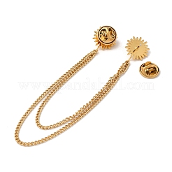 Брошь-цепочка в виде цветка из нержавеющей стали 304 и окрашенного камня JEWB-S021-01G-05