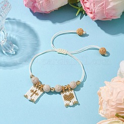 Плетеные браслеты из натурального лавового камня BJEW-MZ00063-01