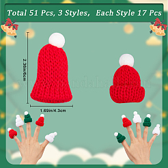 51 Stück 3 Farben Polyester Puppenwollmütze&nbsp;DOLL-CP0001-02