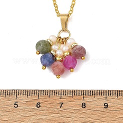 Colliers pour femmes avec pendentif en forme de dé en tourmaline multicolore naturelle&nbsp;NJEW-JN06472