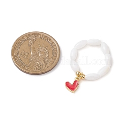 Парные кольца-подвески из натуральной ракушки с латунной эмалью RJEW-TA00230