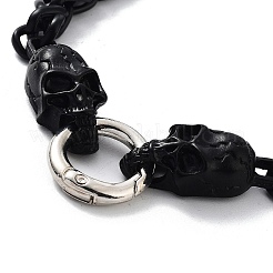 Bracelets de chaînes de corde en alliage avec tête de crâne pour femmes et hommes&nbsp;BJEW-L684-004EBP