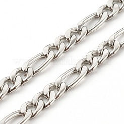 304ステンレススチールフィガロチェーン眼鏡チェーン  眼鏡用ネックストラップ  合金カニカンとラバーループエンド付き  ステンレス鋼色  30.12インチ（76.5cm）&nbsp;AJEW-EH00348-01