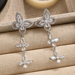 Серьги-гвоздики из латуни с прозрачным кубическим цирконием FS-WG3FB92-01