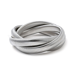 304ステンレススチールストレッチブレスレット  女性用クロスブレスレット  ステンレス鋼色  3/8インチ（1cm）  内径：3インチ（7.5cm）&nbsp;BJEW-A031-01B-P